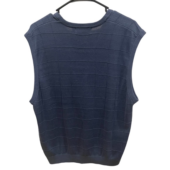 Paul Fredrick Sweater Vest Mens Large Blue Windowpane Silk Sleeveless - Picture 2 of 9